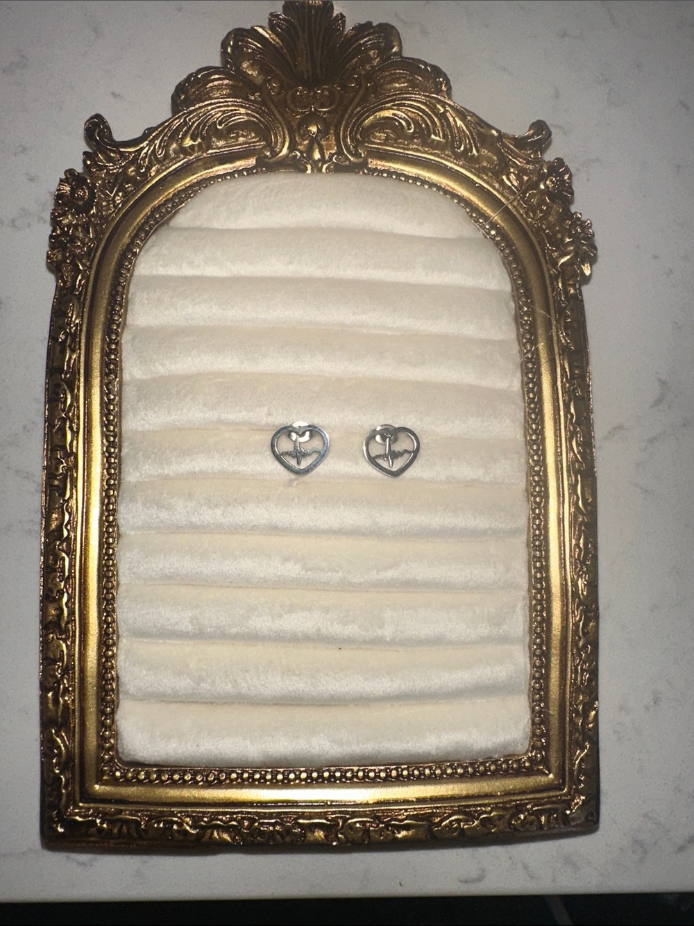Silver Heart RN Stud Earrings - Silver